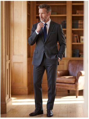 Givenchy Gentleman Sharkskin Wool Suit 42R, 36W